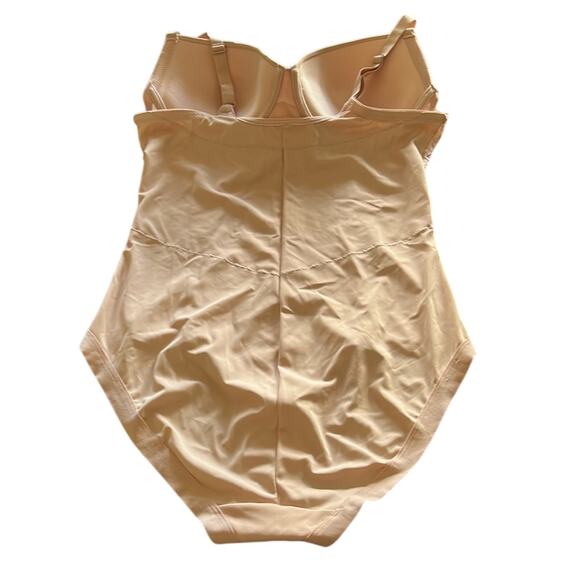 FIT Size XL Pink Blush Shapewear Bodysuit Woman Underwire Lace Hook Crotch - Picture 4 of 5